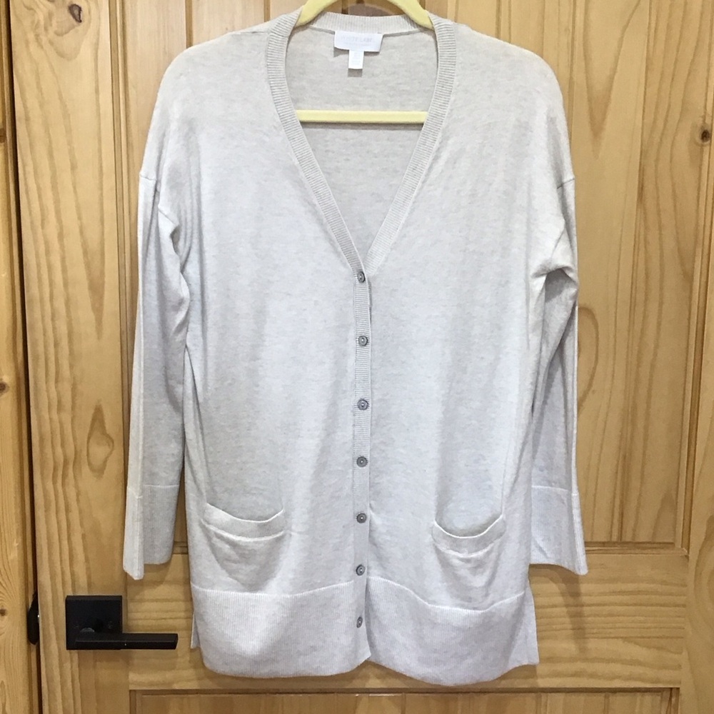 White Label Oatmeal V-Neck Cardigan Sweater